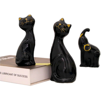Wisifayardin 2pcs Black Cat Figurines and Statues for Home Decor - Black Cat Figurine for Cat Lovers
