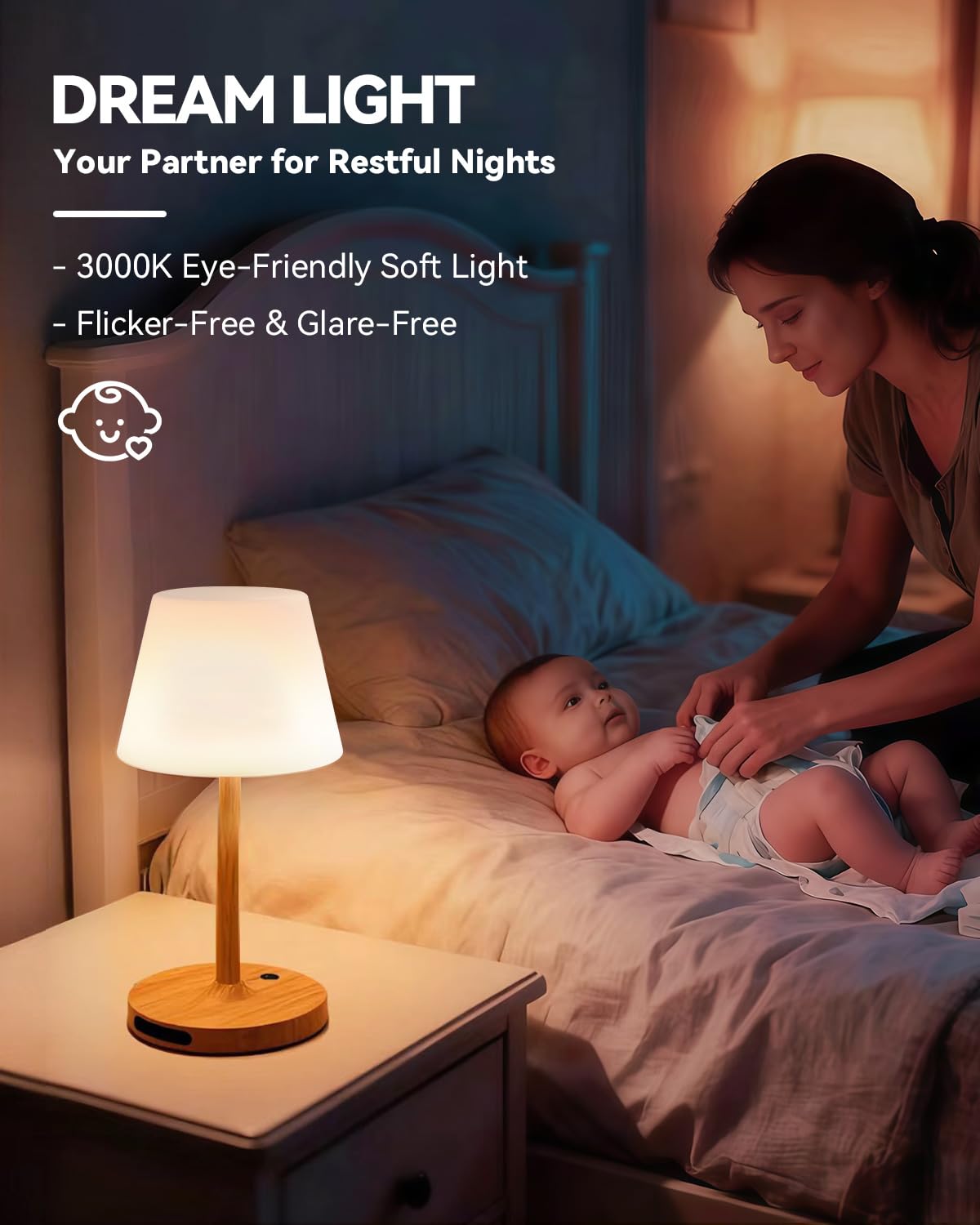 SAIWEYA Outdoor Waterproof Shower Lamp, 5200mAh Cordless Rechargeable Table Lamp with Touch Dimming, IP65 Wireless LED Night Light for Patio, Camping, Bathroom, Restaurant & Kitchen