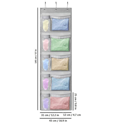 RUIPBOTE 2 Pack Weekly Kids Clothes Organizer – Day of the Week Hanging Closet Storage for School Outfits, Kids’ Wardrobe Organizer with Labels for Monday to Friday (2)