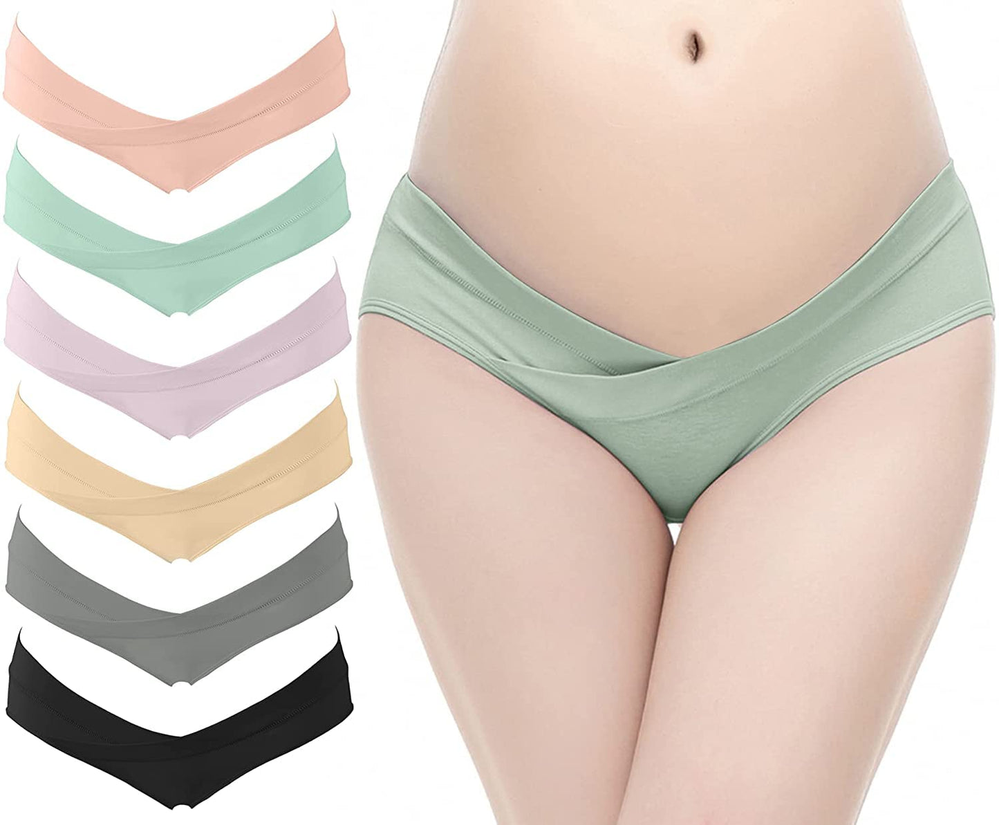 HBselect 6 Pack Womens Maternity Knickers Cotton Pregnancy Panties Under Bump Maternity Underwear