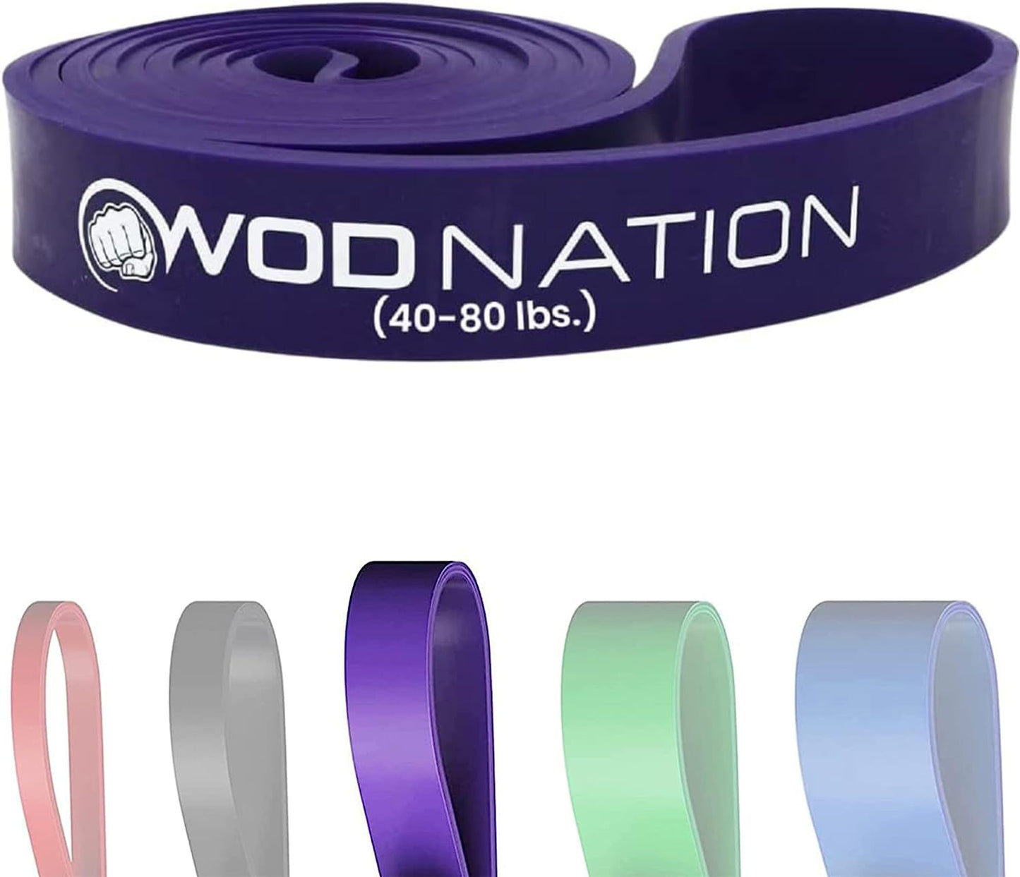 WOD Nation Resistance Bands for Men & Women - Thick Exercise Band - Stretch Bands for Exercise, Strength Training, Yoga, Stretching, Pull Up Assist, Pilates (18-26kg resistance, Average, Single)