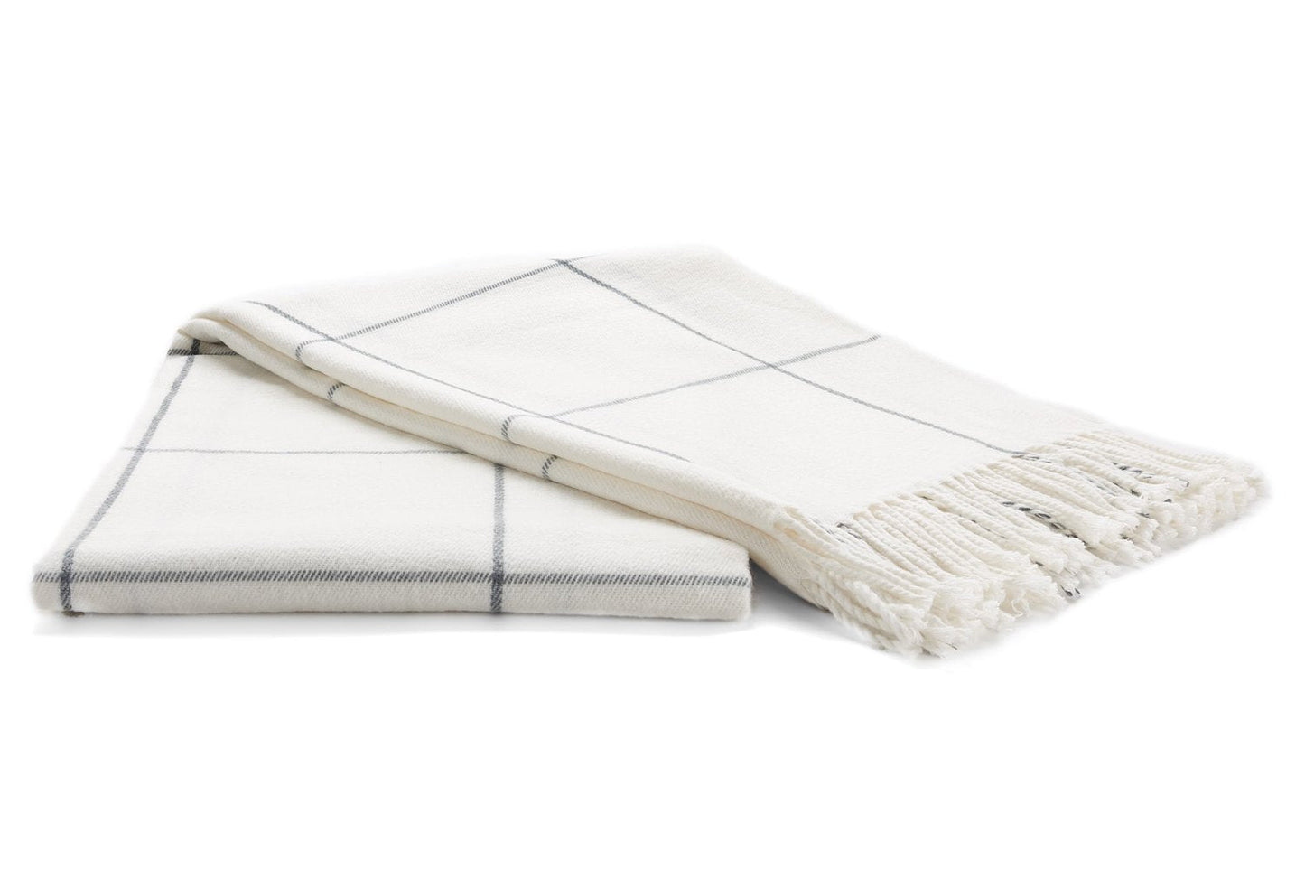 Arus Acrylic Highlands Collection Queen Size Tartan Plaid Design Throw Blanket Off-White, 60x80 inches