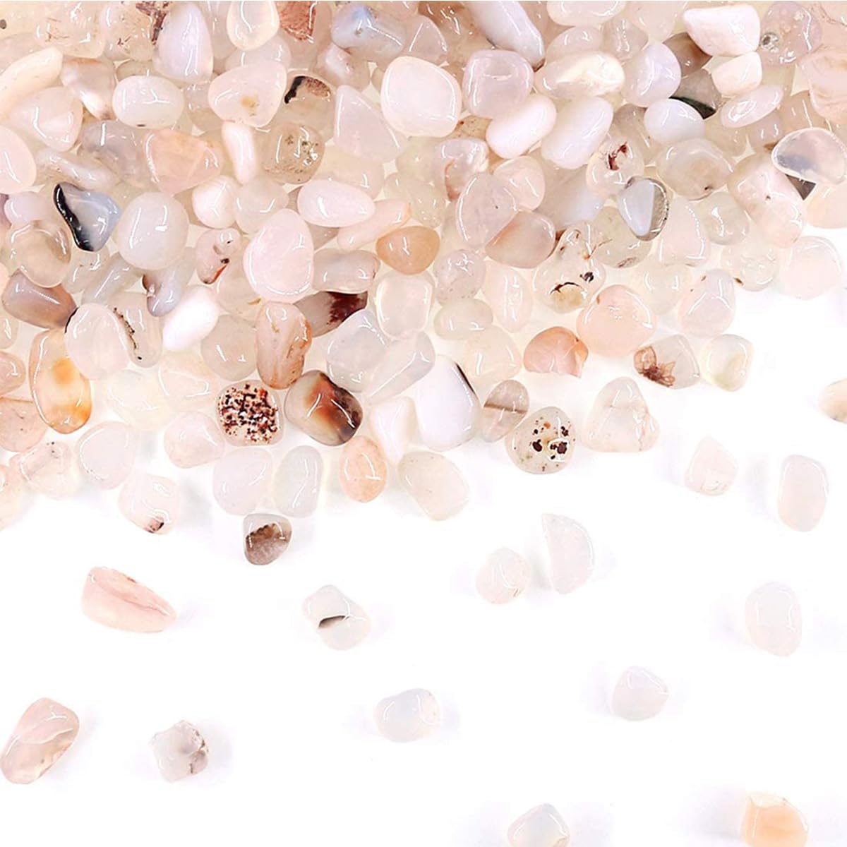 WAYBER Natural White Agate Pebbles, 1 Lb/460g Decorative Rocks Non-Toxic Crystal Stone Irregular Quartz Gemstone Crushed Pieces Tumbled Stone Chips for Jewelry Making/Home Decoration