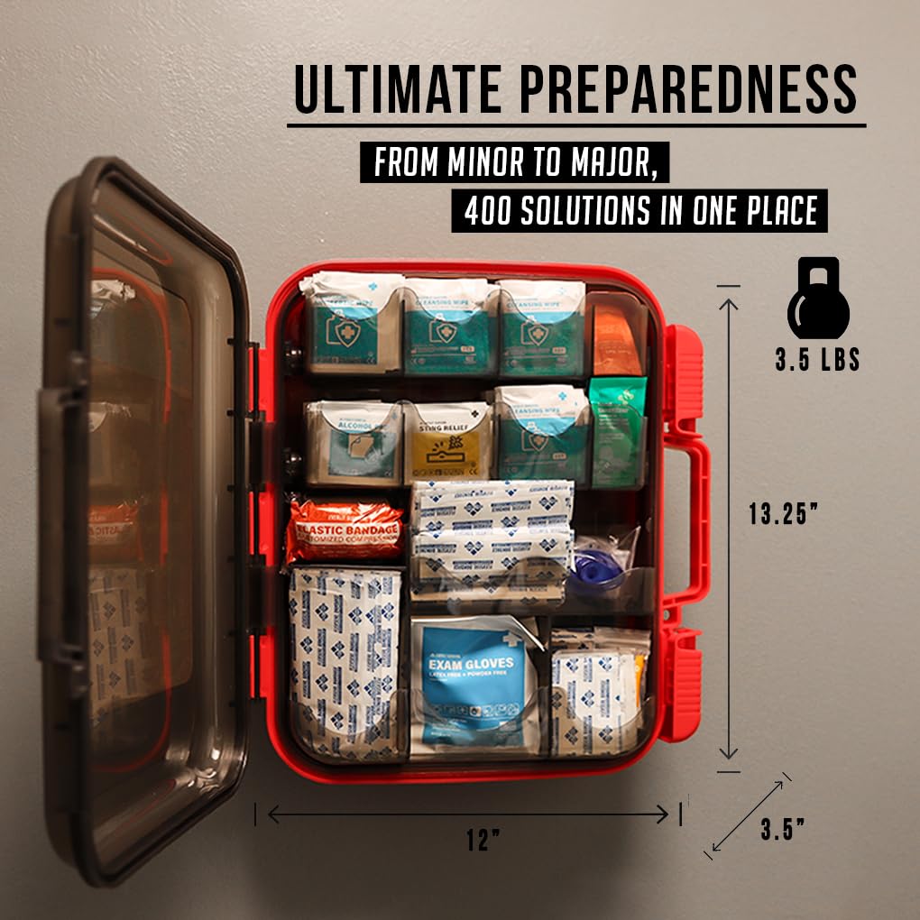 EVERLIT 400 Pcs OSHA/ANSI Compliant First Aid Kit Type III Class A Medical Kit Professional Med Kit Supplies for Contractors, Warehouse, Office, School, Home, Disaster, Car, Business, Restaurant