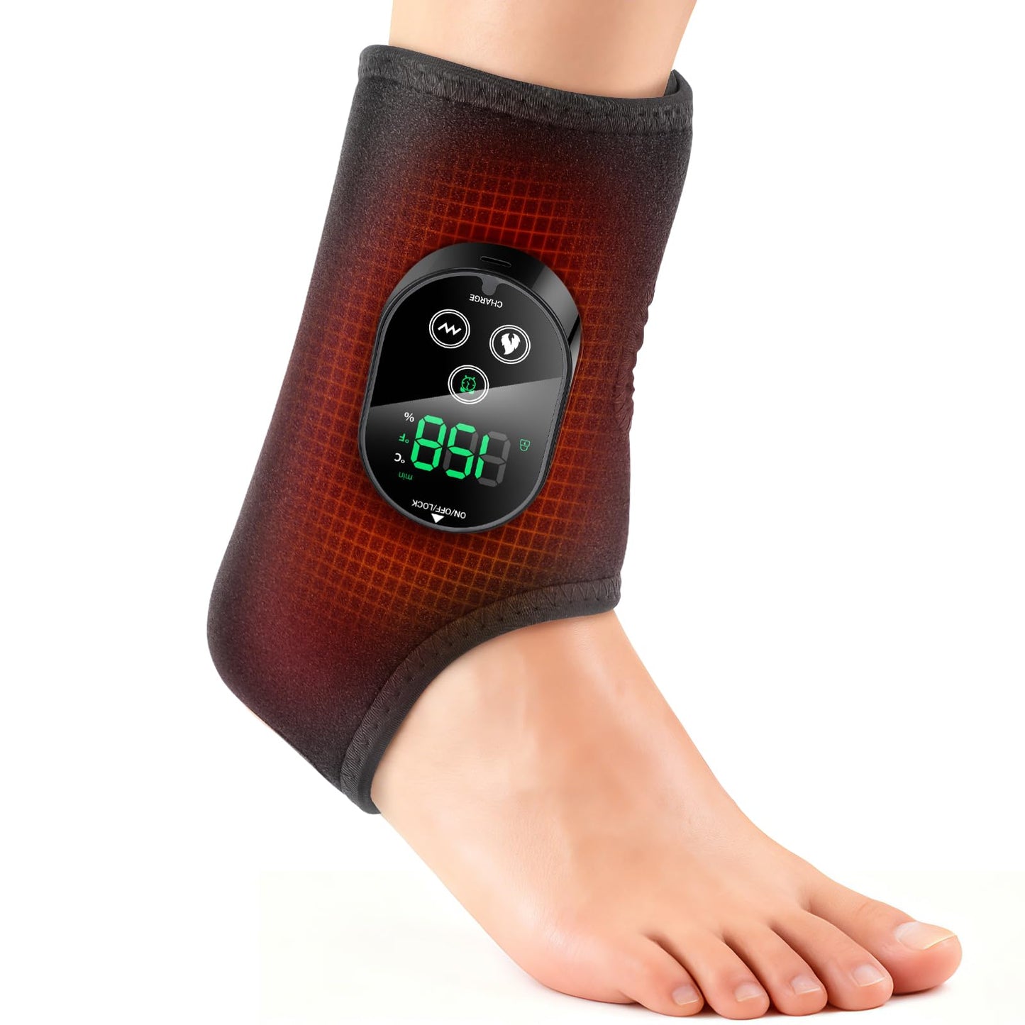Cordless Foot and Ankle Massager for Pain Relief, FSA Eligible HSA,Rechargeable Foot Massager for Neuropathy Ankle Heating Pad Wrap with Massage for Circulation, 6Heat &3Vibration Levels&Timer (Black)