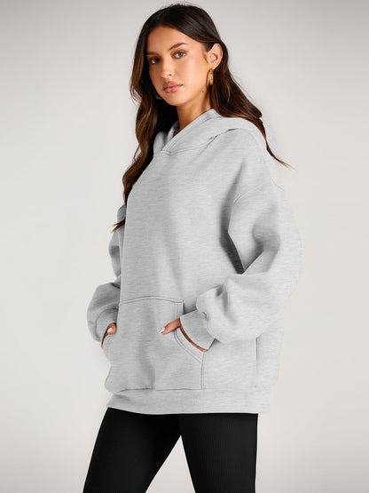 EFAN Womens Hoodies Oversized Sweatshirts Pullover Fleece Sweaters Long Sleeve Winter Fall Outfits Fashion Y2k Clothes Grey M