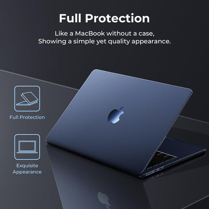 EooCoo Compatible with MacBook Air 13 inch Case 2025 M4 2024 M3 2022 M2 Hard Shell for Mac Book Air 13.6" A3240 A3113 A2681 Matte Midnight Cover [Original Midnight] Ultra-thin Invisible Translucent