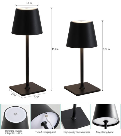 AIHYING 2026 Upgraded 2 Pack Cordless Rechargeable LED Table Lamp with Dimmer 5000mAh Battery Operated Portable Night Light Mother's Day Idea for Mom,Patio Balcony,Outdoor Bedroom