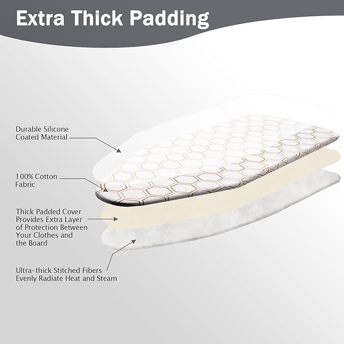 SheeChung Ironing Board Cover and Pad 18"x49", Wide Ironing Board Cover