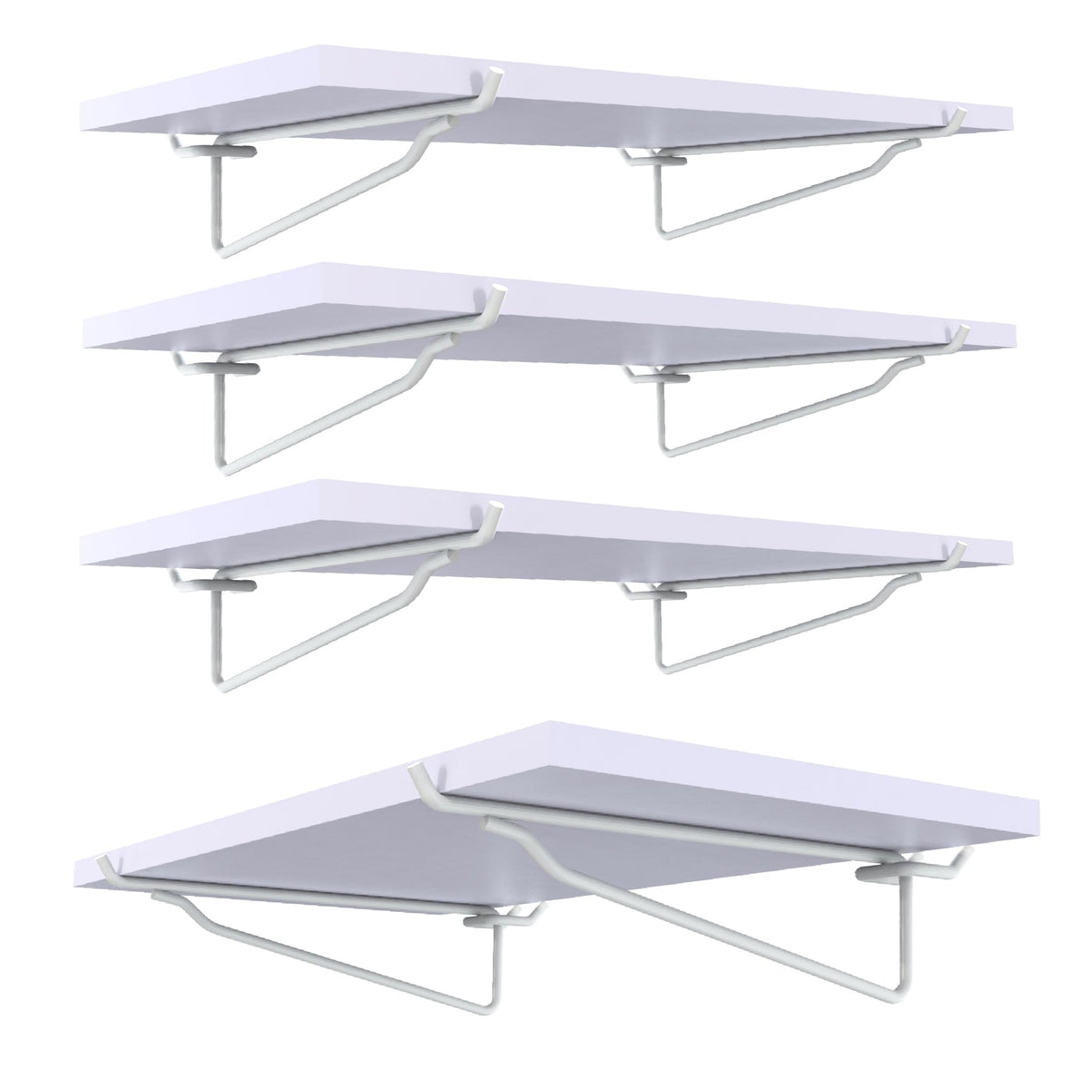 BFPeaky White Pegboard Shelf Set, 4 pcs, 8" x 16"