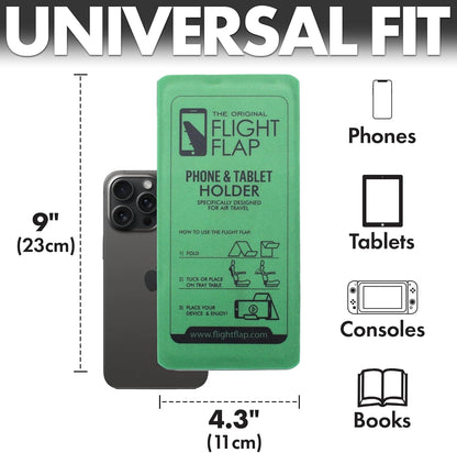Flight Flap Airplane Phone Holder, Flexible Cell Phone Holder, Folding Cellphone Stand for Desk, Bed, Office, Treadmill - Airplane Gadgets for Long Travel Accessories - Plane Essentials (Green)