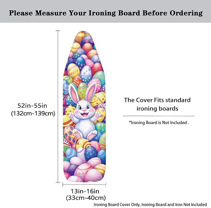 Easter Eggs and Rabbit Ironing Board Pad and Cover Durable Thick Ironing Board