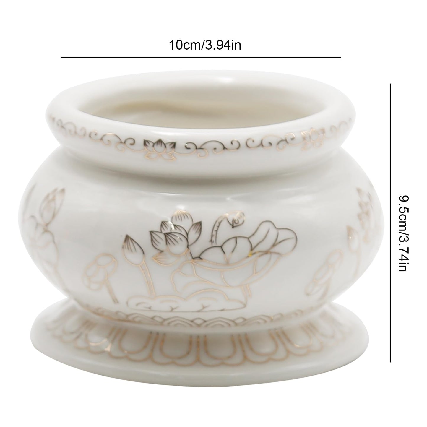 Zreneyfex 4 Inches White Ceramic Incense Small Burner Pot for for Meditation, Prayer & Yoga for Praying Buddha Tibetan Buddhist Altar Incense Censer