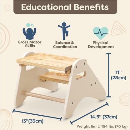 B. toys – Step Stool for Kids – Ivory & Wood Stepping Stool – Furniture for Toddlers – Peek – A – Boost – 2+ Years