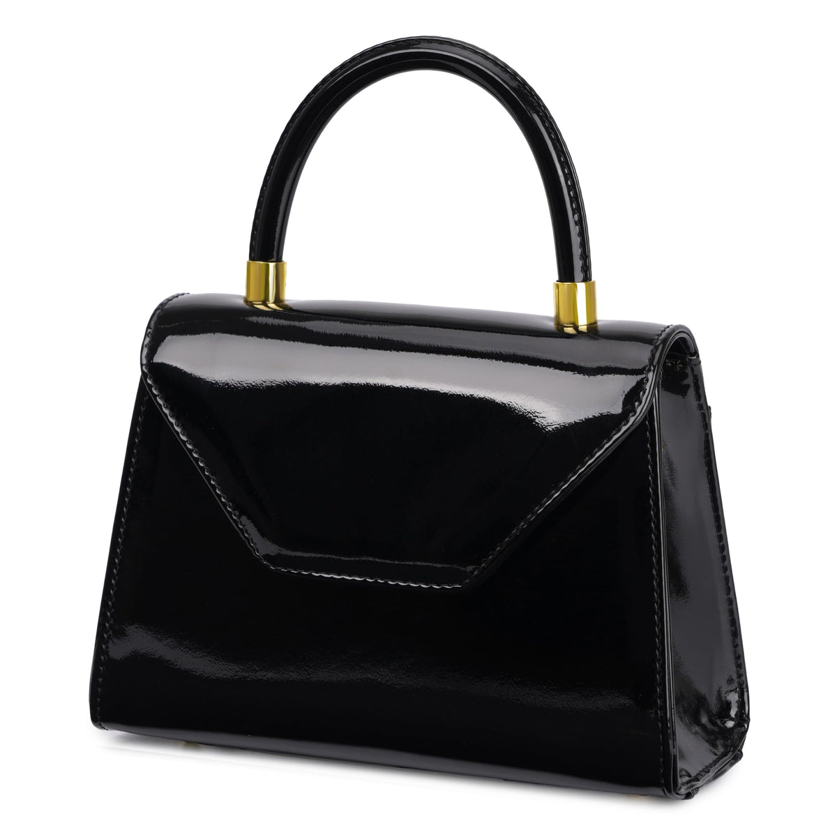 Milisente Women's Top Handle Clutch Purse Vegan Leather Crossbody or Handheld Bag For Day And Night Structured Patent Purse with Detachable and Adjustable Strap (Black)