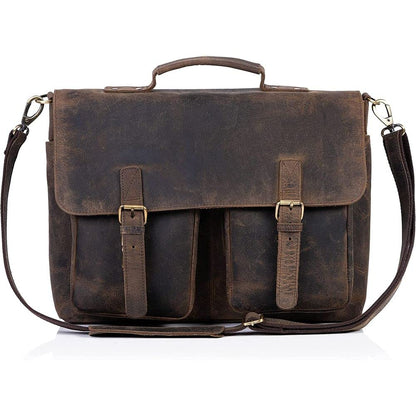 KomalC 16 Inch Leather briefcase Laptop Messenger Bags for Men and Women Best Office Satchel Bag (Messenger Bag)