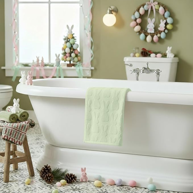 Artoid Mode 1 Pc Light Green 3D Rabbit Jacquard Easter Hand Towels