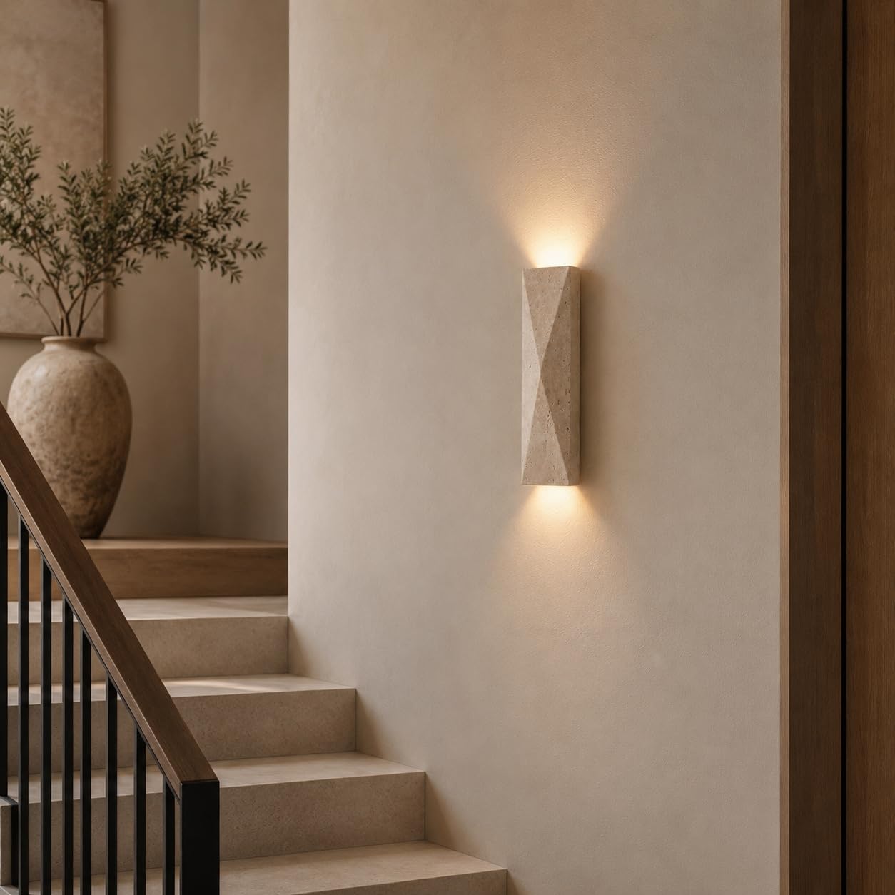 LVLVlech Travertine Wall Sconce, Stone Up Down Light for Hallway Bedroom