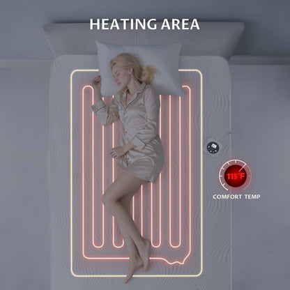 King Size Electric Heated Mattress Pad - Bed Warmer with Memory & Preheat Functions, 12 Heat Settings Dual Control for 1-12 Hours Auto Off, Lighted Button