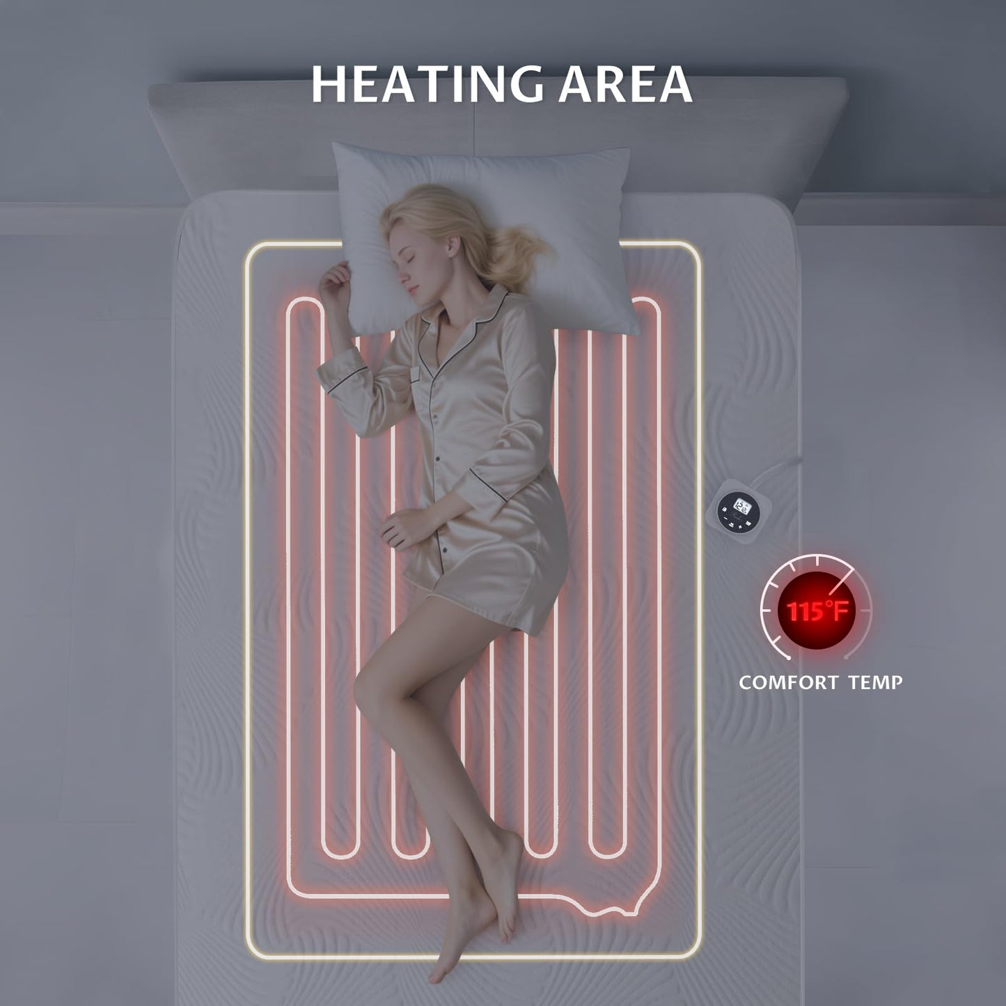 King Size Electric Heated Mattress Pad - Bed Warmer with Memory & Preheat Functions, 12 Heat Settings Dual Control for 1-12 Hours Auto Off, Lighted Button