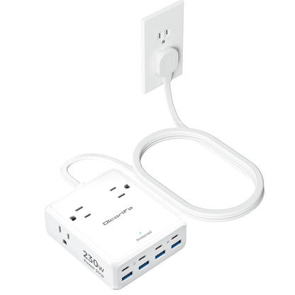 Surge Protector Power Strip, Olcorife Ultra Thin Flat Plug Extension Cord 5ft, 8 Outlets 4 USB Ports(1 USB C), Flat Wall Plug Outlet Extender, College Dorm Room Essentials, Black