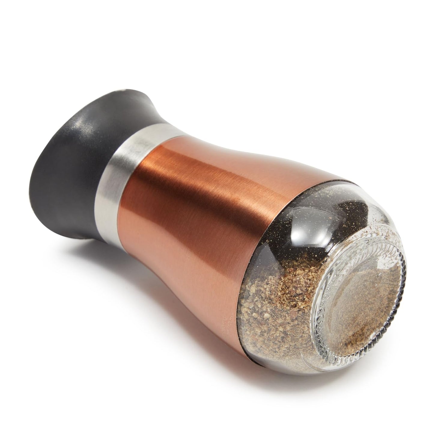 Juvale Stainless Steel Copper Salt and Pepper Shakers Set with Glass Bottom, Screw-Off Caps, Perforated "S" and "P" Designs for Kitchen, 2.5 x 2.5 x 4.5 Inches (4oz)
