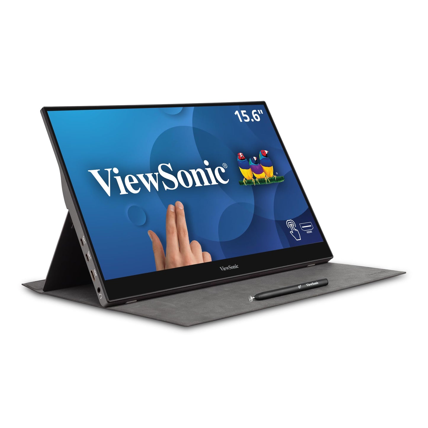 ViewSonic VA1653 16 Inch 1080p FHD IPS Portable Monitor with Eye Care, Built-in Stand, USB C, Mini HDMI, and Protective Case External Second Screen for Laptops, PC, Mac, and Gaming Consoles
