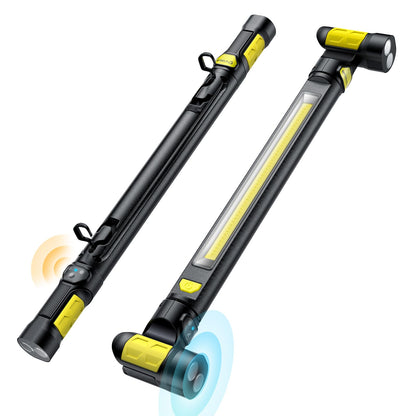 Work Light【AUTO ON/Off】 3000LM LED Work Light 5200mAh Under Hood Working Light with Hooks, Portable Magnetic Rechargeable Cordless Job Site Lighting for Mechanic/Car Repairing/Garage-Yellow