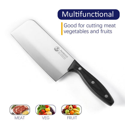 PANROCK Chinese Cleaver Knife 7 Inch, Meat Knife Ultra Sharp Lightweight for Kitchen - High Carbon Steel Blade with Mirror Finish No Stain, Anti-Slip Ergonomic Handle in Gift Box