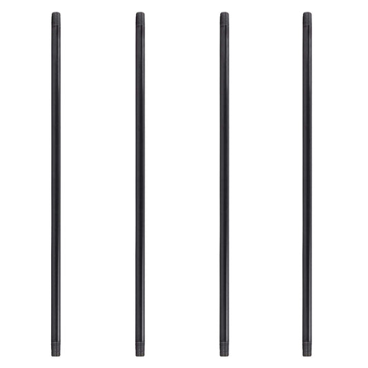 PIPE DECOR 1" x 60" Black Steel Plumbing Pipe, 4-Pack, Pre Cut Connector, Industrial Steel Grey Fits Standard One Inch Threaded Black Pipes Nipples and Fittings, Build Vintage DIY Furniture