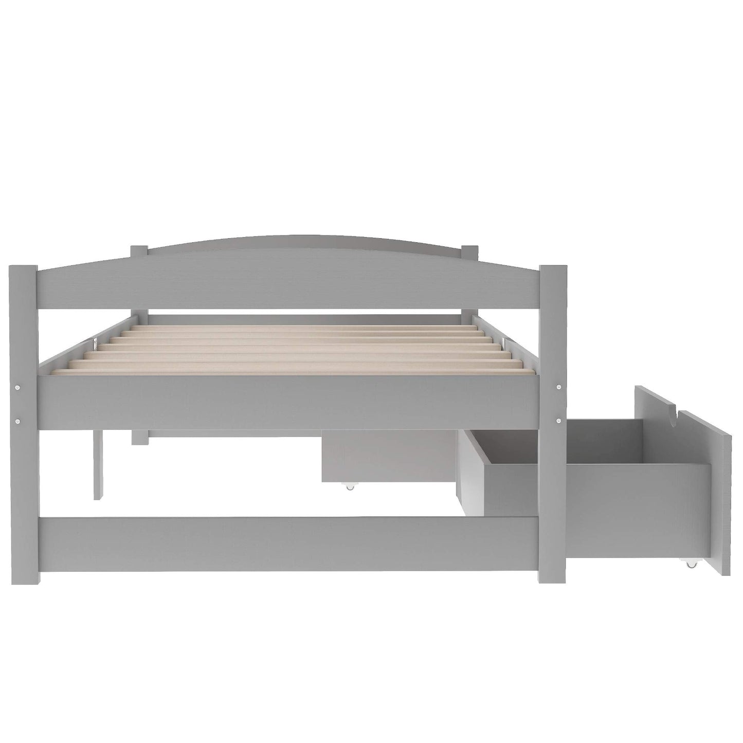 Merax Classic Solid Wood Day Bed with Storage Drawers Platform Bed for Living Room Beedroom Twin Grey