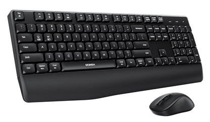 seenda Bluetooth Keyboard and Mouse, COE200 USB + Bluetooth Multi Device, Ergonomic Keyboard Mouse Set, Full-Size Wireless Combo Compatible for Mac OS/Windows PCs Computers Laptops MacBooks - Black