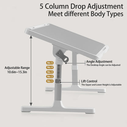 Laptop Desk for Bed, Adjustable Beds Table with USB Charge Port, Foldable Lap top Table with Storage Drawer, Portable Laptops Bed Desk Tray for Eating Working Writing Reading
