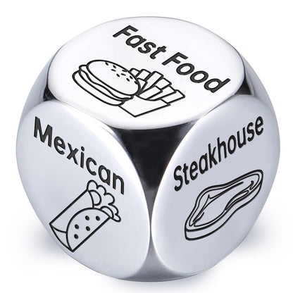 Valentines Day Gifts for Him Her: Steel Food Decision Dice Funny Gifts for Men Women Couple Girlfriend Boyfriend Husband Wife Anniversary Birthday Wedding Fathers Day Christmas Stocking Stuffers