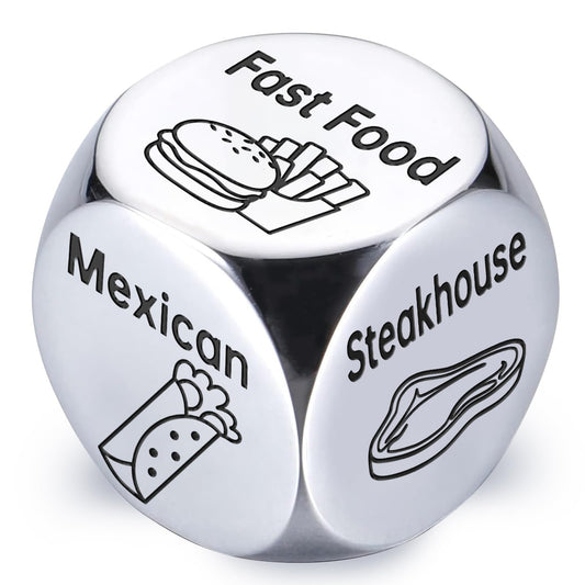 Valentines Day Gifts for Him Her: Steel Food Decision Dice Funny Gifts for Men Women Couple Girlfriend Boyfriend Husband Wife Anniversary Birthday Wedding Fathers Day Christmas Stocking Stuffers