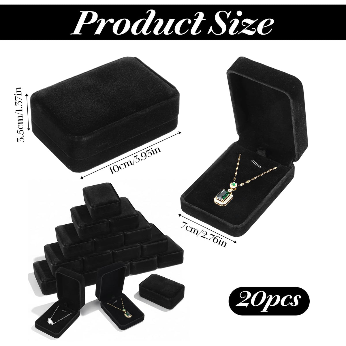 20 Pcs Necklace Pendant Box Velvet Jewelry Storage Display Case Ring Earring Pendant Jewelry Boxes Pearl Necklace Holder Gift Boxes for Christmas Wedding Engagement Birthday Anniversary(Black)