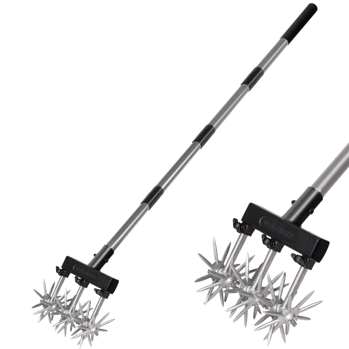 Walensee Rotary Cultivator Garden Tool, Adjustable Hand Tiller with Long Handle, Manual Soil Crusher for Breaking Up Clods, Seedbed Prep, Reseeding, Aerating Raised Beds, Garden, Yard & Lawn