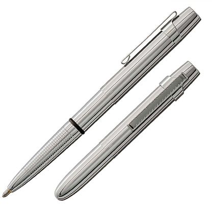 Fisher Space Pen Chrome X-Mark Flat Cap Bullet Pen, Pressurized Ballpoint Pen, Compact Size, Writes Upside Down, Extreme Temperatures, Black Ink, Medium Point, Pocket Clip, Gift Box, Made in the USA