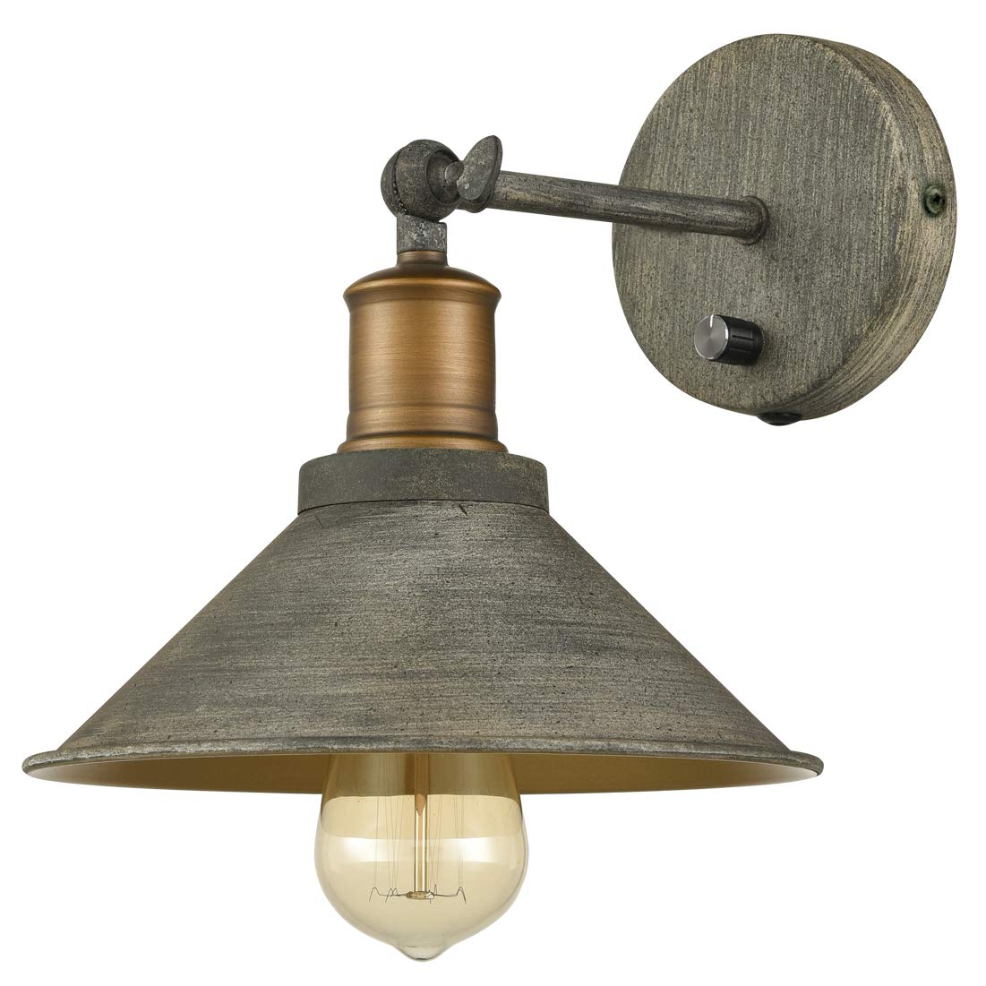 JEENKAE Vintage Farmhouse Wall Sconces Hardwired or Plug-in Bedroom Bath Wall Lamps Set of 2 with on/Off Switch