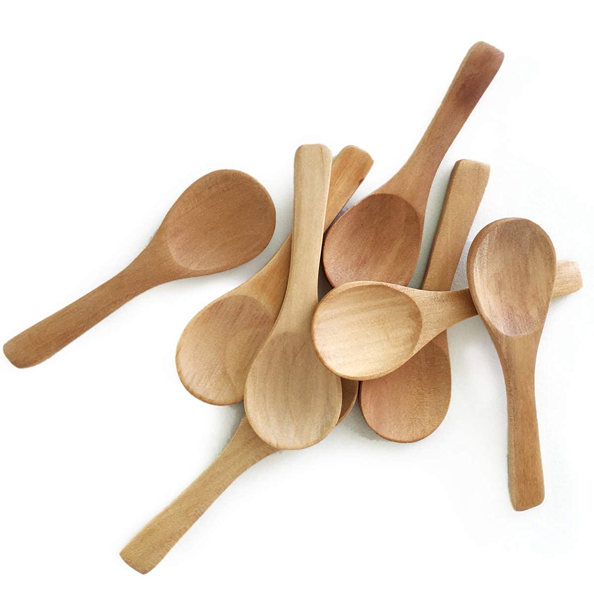 30 Pieces Small Wooden Spoons, Short Handle Mini Condiments Salt Spoons Nature Wooden Honey Teaspoon Coffee Tea Jam Mustard Ice Cream Milk Powder Spices (Natural Wood Color)