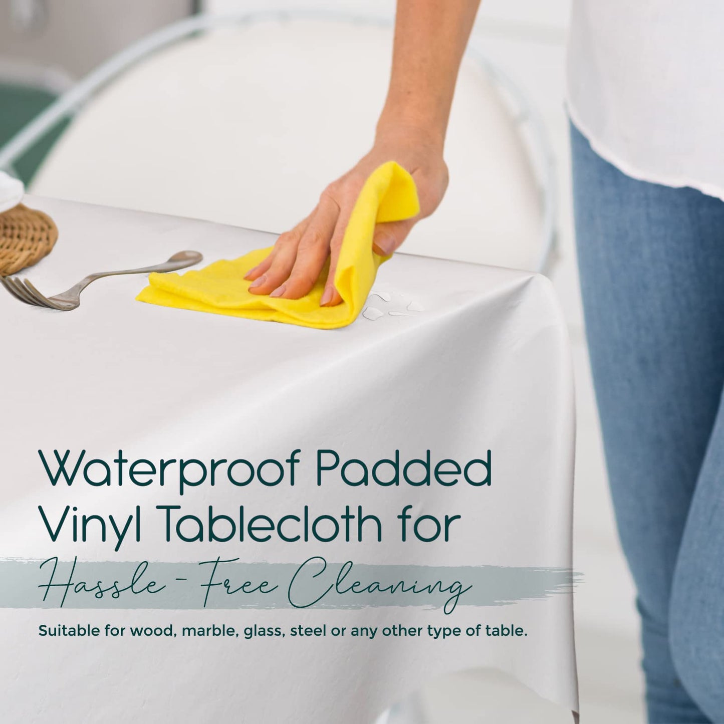 tablecloths by design - Quality Table Pad Protector, Superior Protection from Spills, Scratches & Heat - Reusable Vinyl Table Cloth with Cushion Flannel Backing (108" L x 54" W)