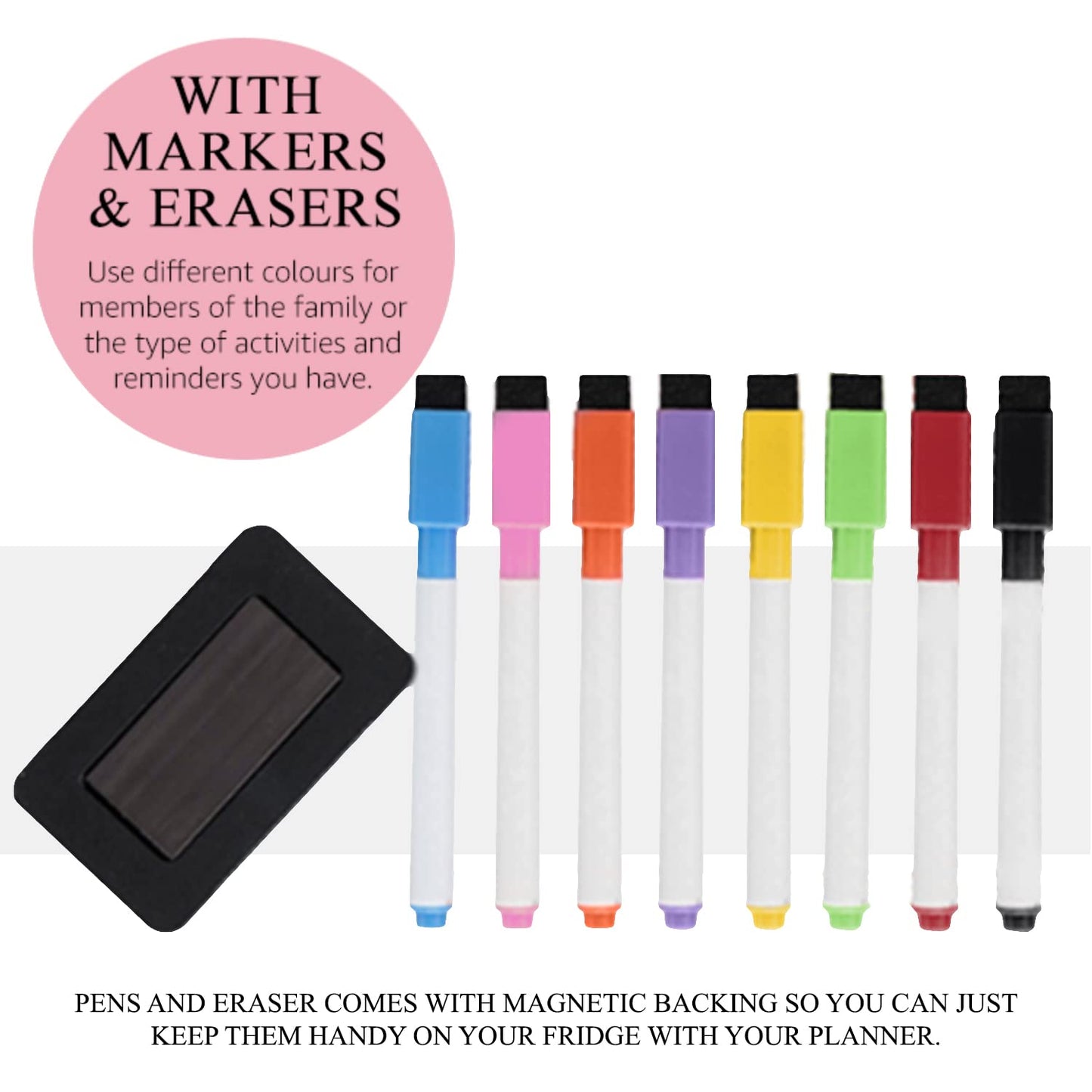 Weekly Magnetic Whiteboard for your Fridge - Family Organiser, Meal Chart, Shopping List - Student Planner, Business Notice Board, 8 Marker Pens & Eraser with Magnet & Gift Box Included, 11.7 x 16.5in