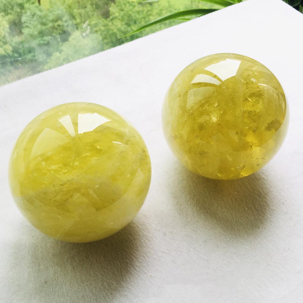1.57-1.97inch/4-5cm Natural Citrine Crystal Ball, Hand Polished Yellow Quartz Sphere, Reiki Healing Crystal Sphere, Energy Balancing Stone Crafts, Feng Shui Home Desktop Ornament, Decorative Gift