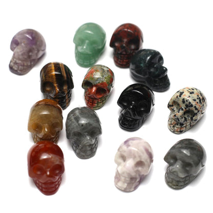LHJ 7 Pcs Natural Stone Ornaments Crystal Décor Stone Figurines Carved Healing Statue Home Table Sculpture Skull Decoration for Women Men Gift