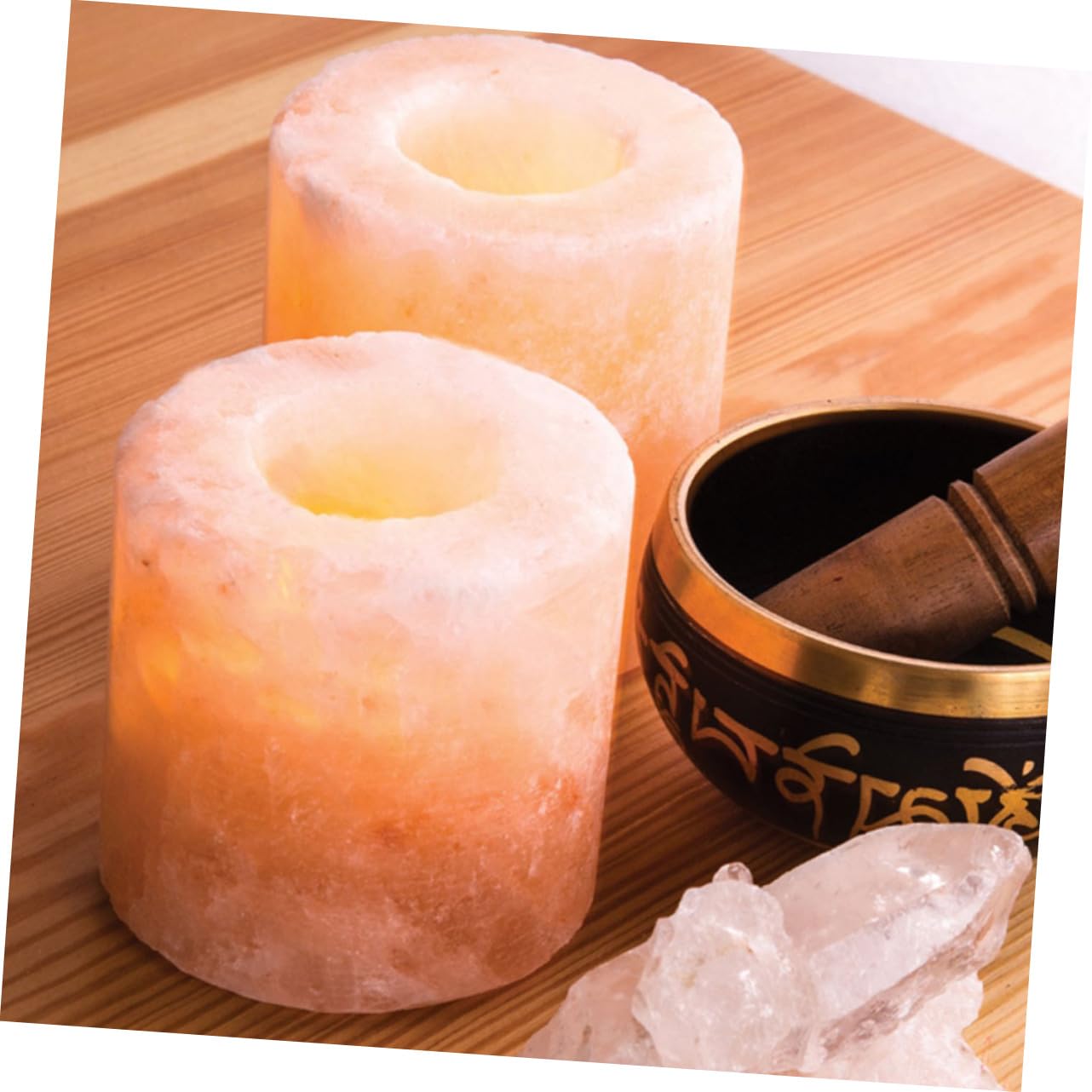 Alipis Himalayan Crystal Salt Candle Holder for Meditation Yoga Home Decor Votive Candle Stand 100% Natural Rustic Design for Table Centerpieces and Spiritual Spaces