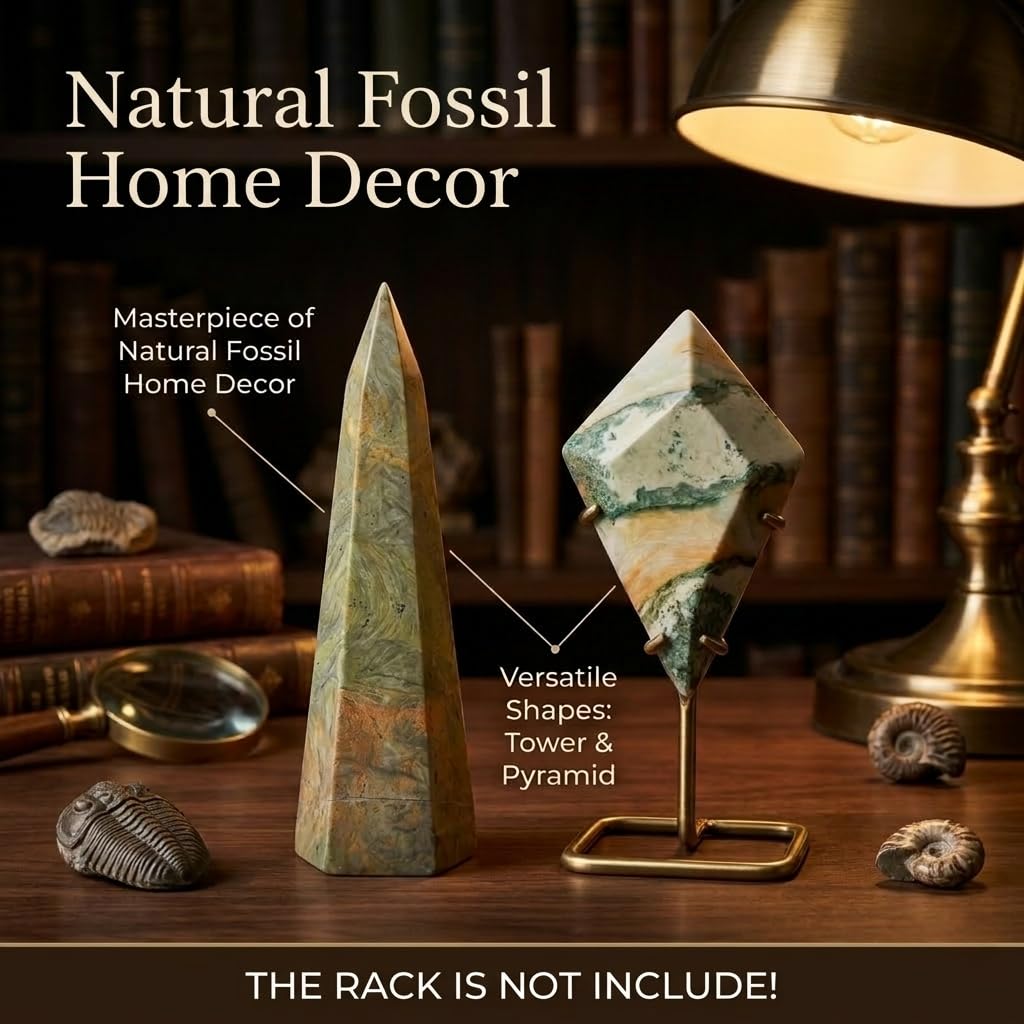 Crystal Healing Nature Stromatolite Fossil Gemstone, 1.8 Billion Year Old Natural Algae Ancient Stone, Obelisk Tower-Shaped Crystal, Natural Crystal Gifts for Altar Decor and Spiritual Protection.