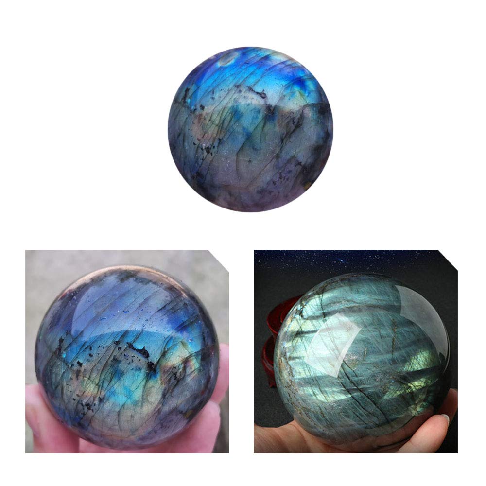 Acxico 1Pcs 60mm Natural Labradorite Quartz Sphere Quartz Crystal Ball Reiki Healing