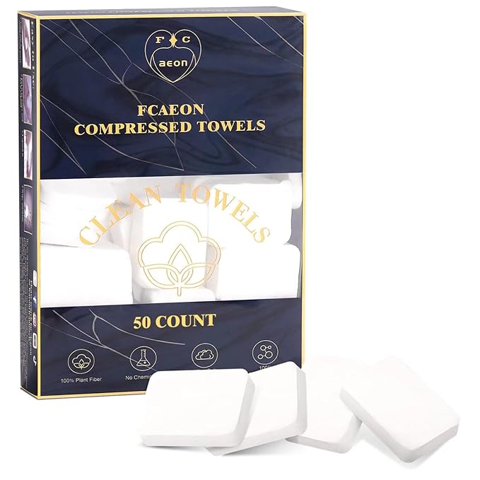 Disposable Face Towels 50 Count Compressed Towel Tablets 12×9 Inch Washcloths