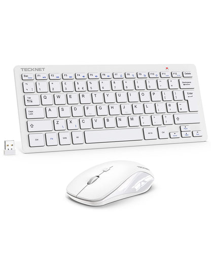 TECKNET Mini Wireless Keyboard and Mouse Set, 2.4G Cordless USB Keyboard and Silent Mouse Comb with Nano USB Receiver, 12 Multimedia Shortcuts for Computer, PC, Laptop, Desktop, Android Smart TV