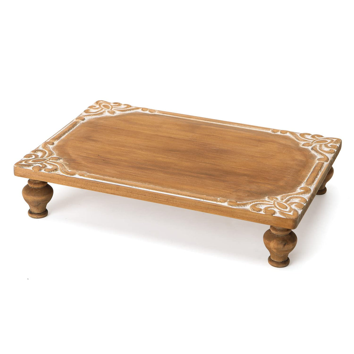 NIKKY HOME Rustic Wooden Pedestal Stand, Farmhouse Wood Riser 15 x 10 Inch